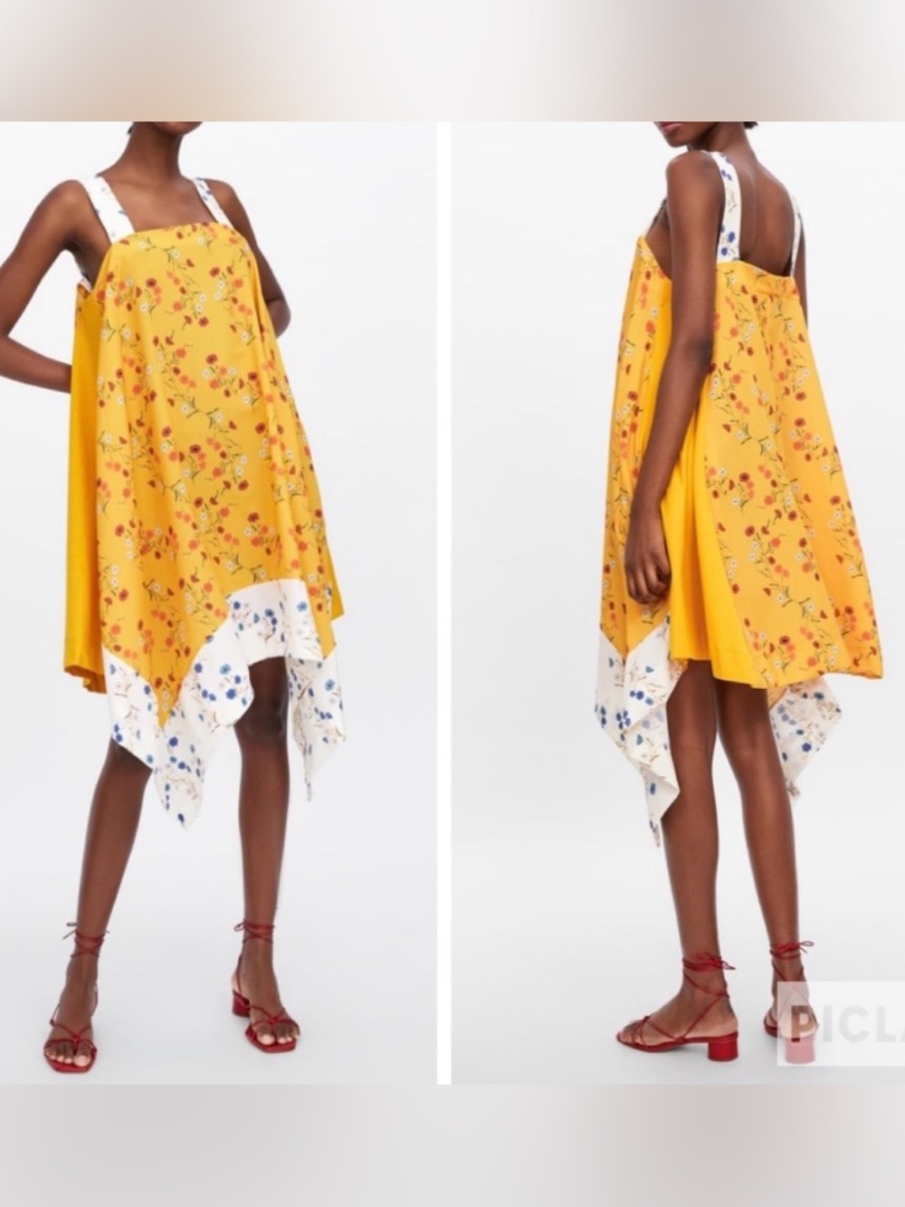 Zara Yellow Floral Trim Dress